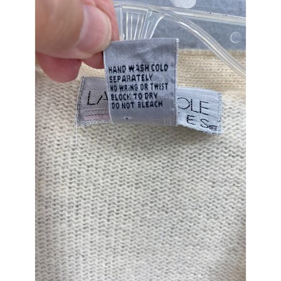 Lauren Cole Cardigan Women Petite PM Sweater Lambswool Angora Pearly Embroidered - Picture 4 of 9